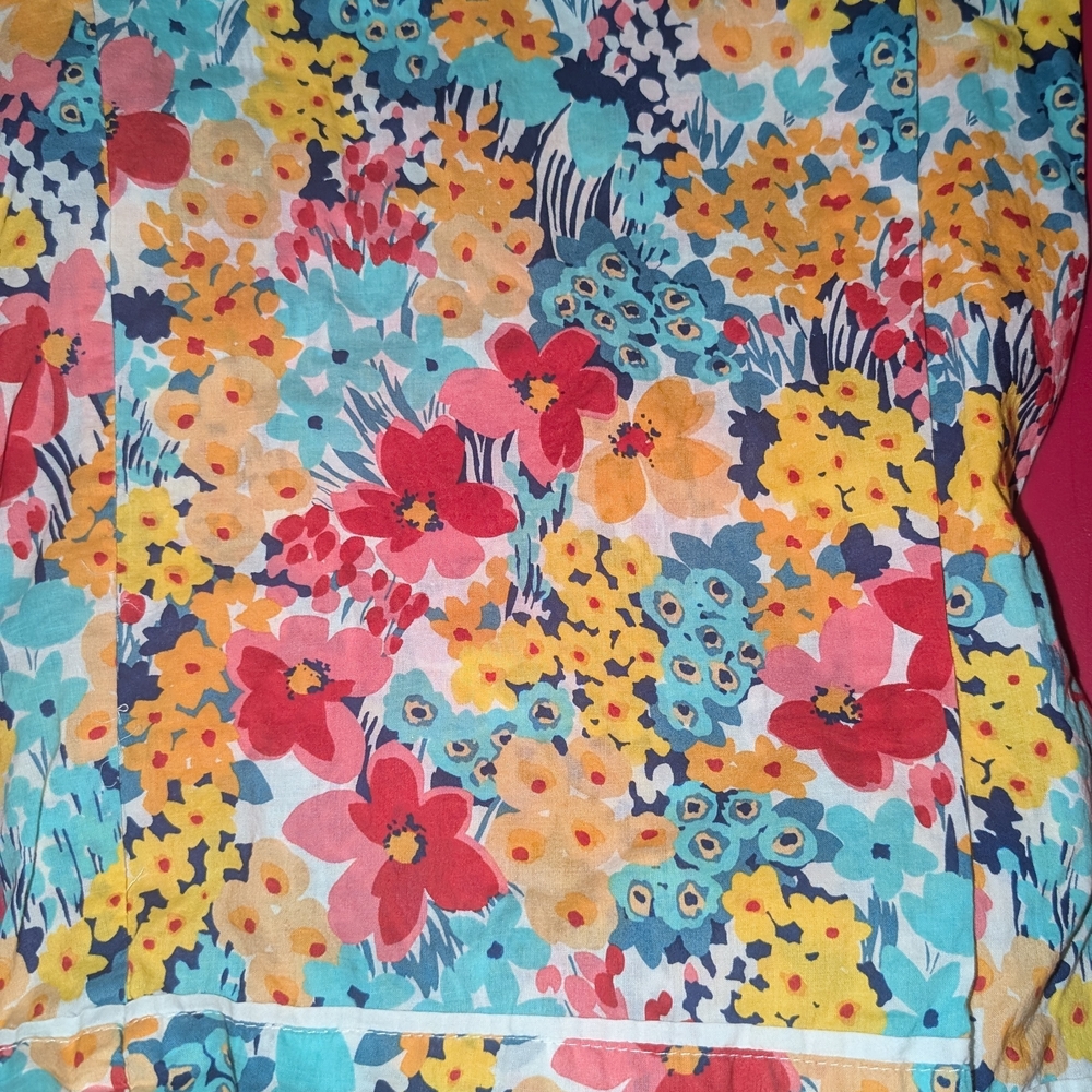 The Company Store Multicolor Floral Print Dress — Yellow, Coral, Aqua, Navy